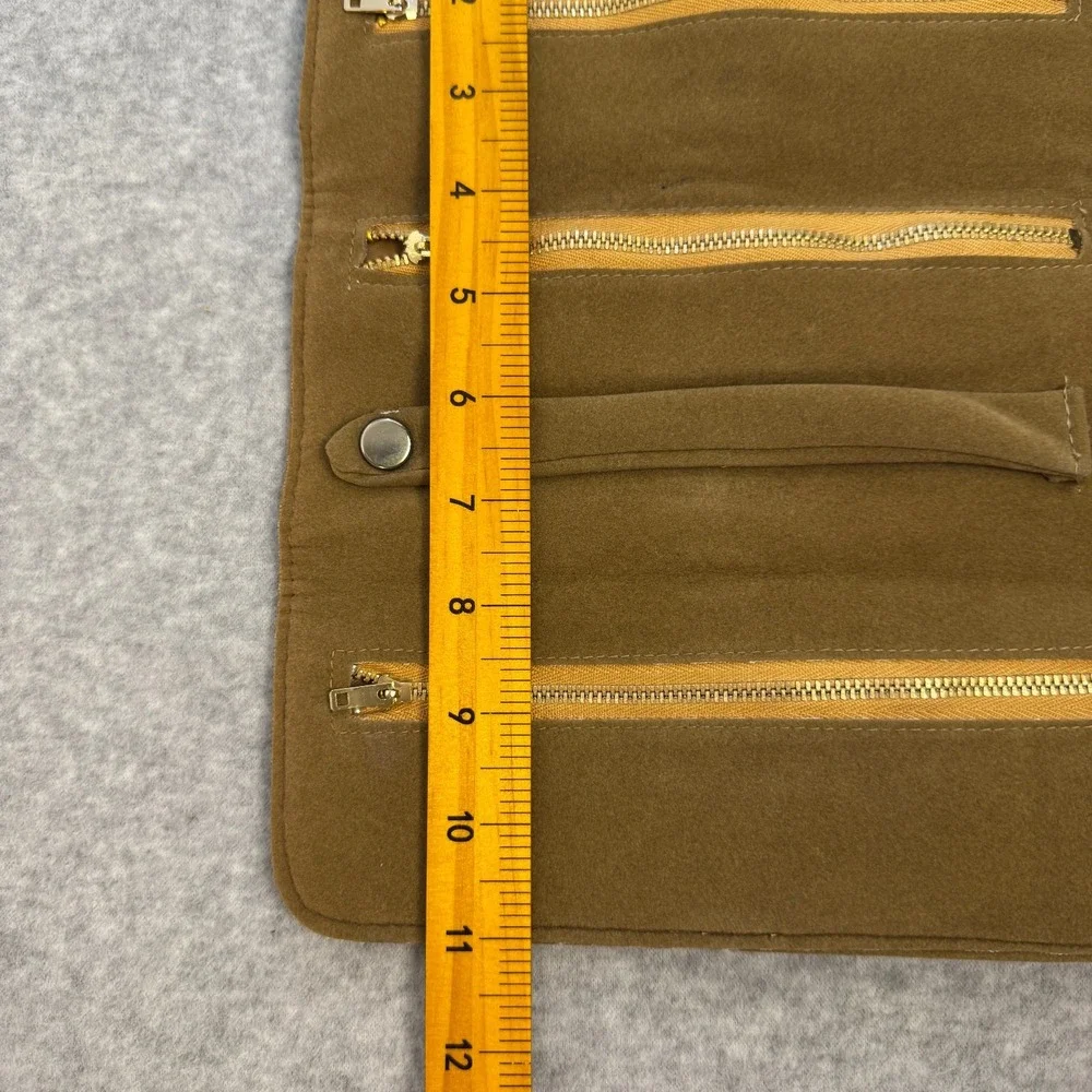 Vintage 1970s Suede Travel Jewelry Organizer Trifold Case Made in Hong Kong